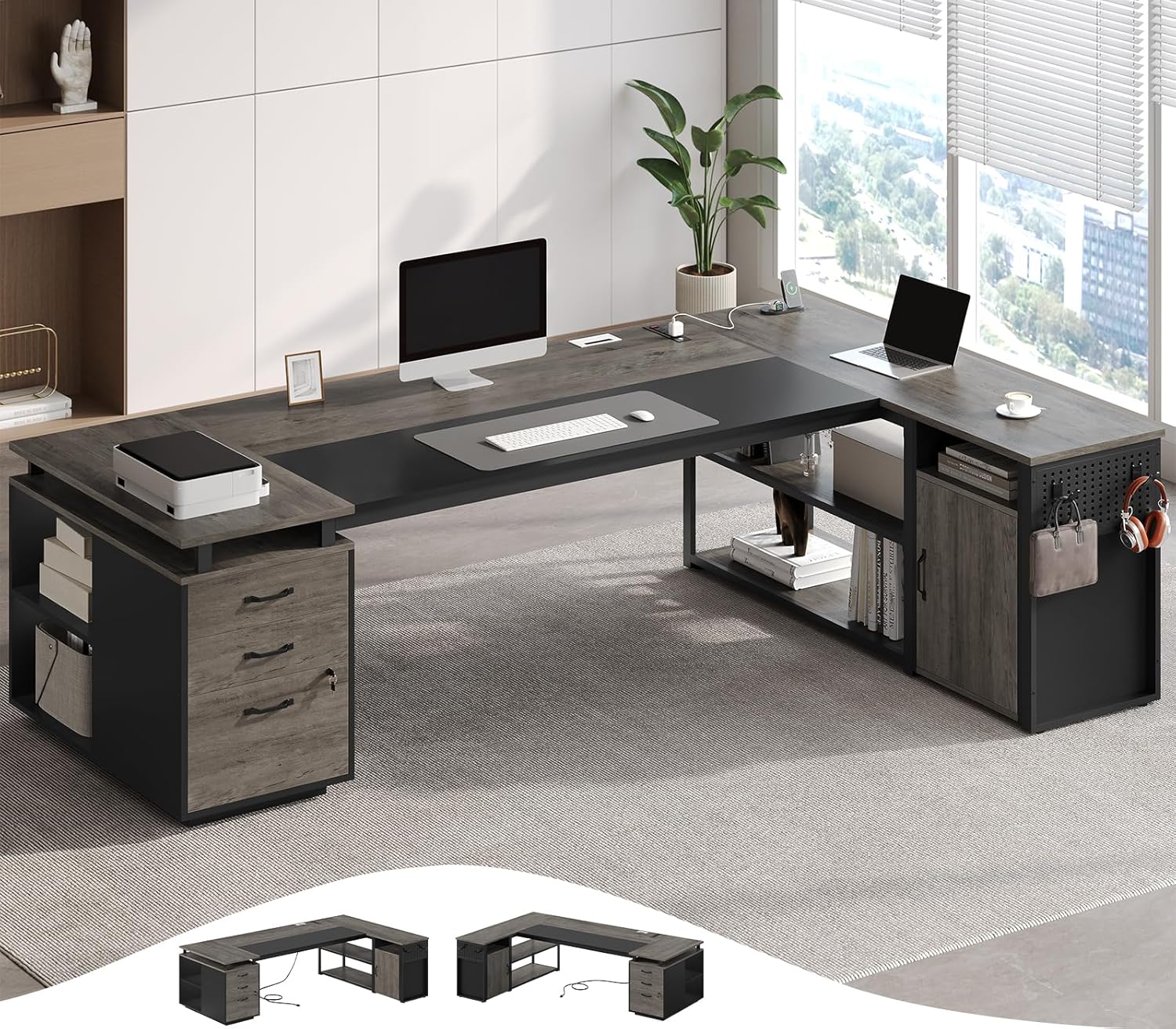 Office Furniture Outlet - Meja Eksekutif 78 inci dengan Lemari