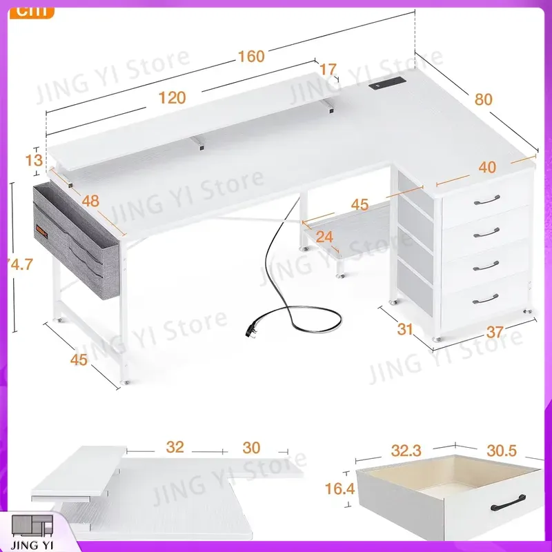 Meja Komputer Bentuk L 160x80c - Office Furniture Outlet ulasan dan harga