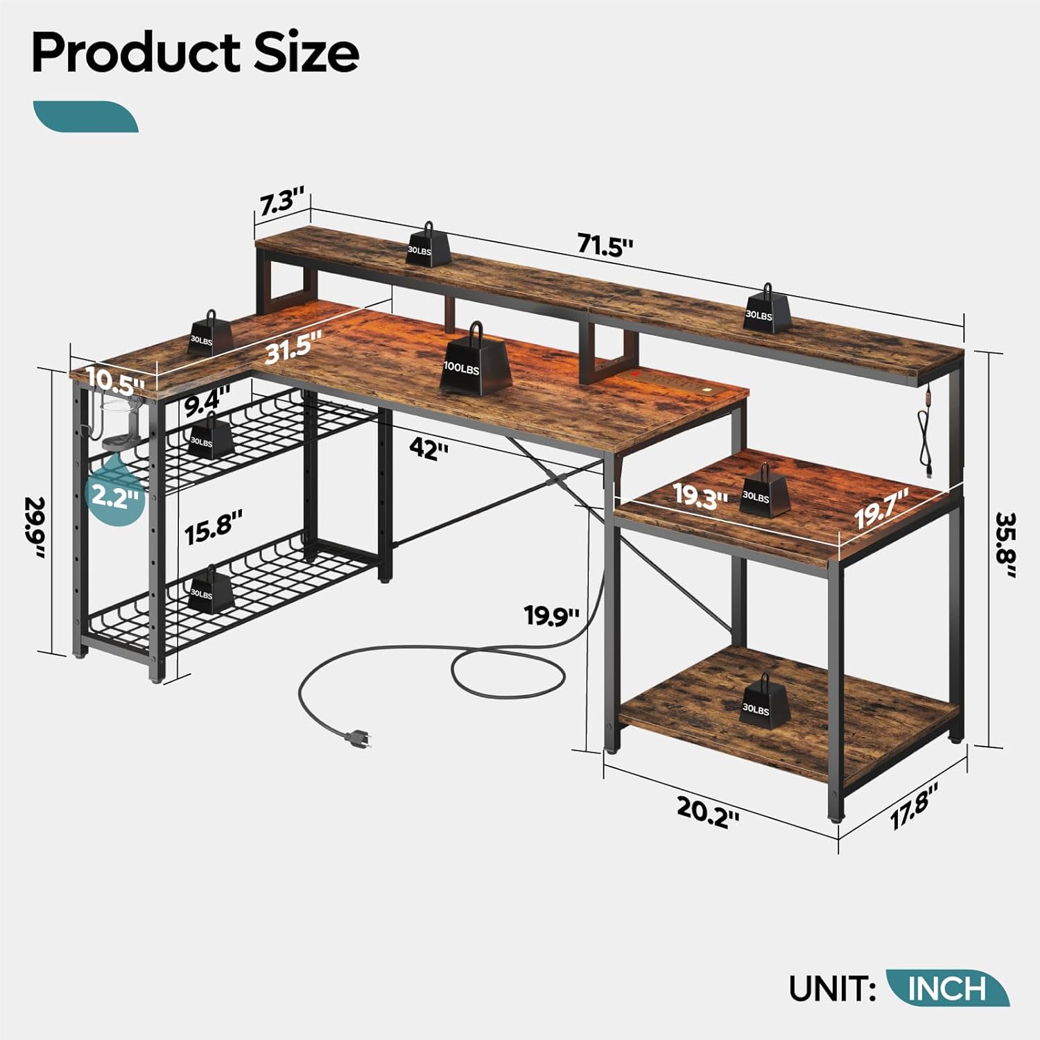 Meja Komputer 71,5 inci dengan - Office Furniture Outlet ulasan dan harga