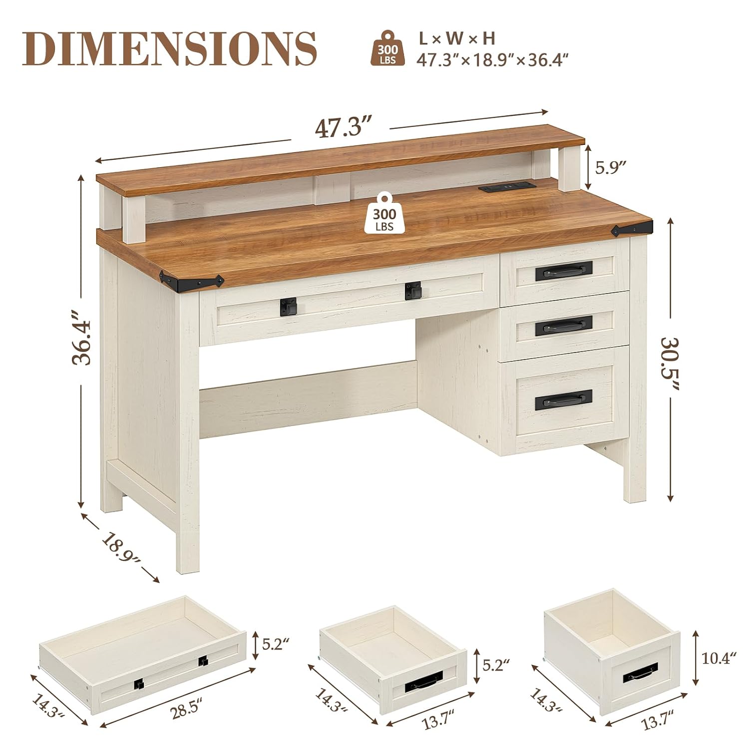 Meja Komputer Gaya Farmhouse 4 - Office Furniture Outlet ulasan dan harga